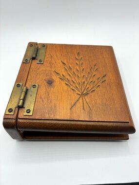 Vintage Wood Recipe Album Photo Binder Carved Wheat Rustic Farmhouse Kitchen